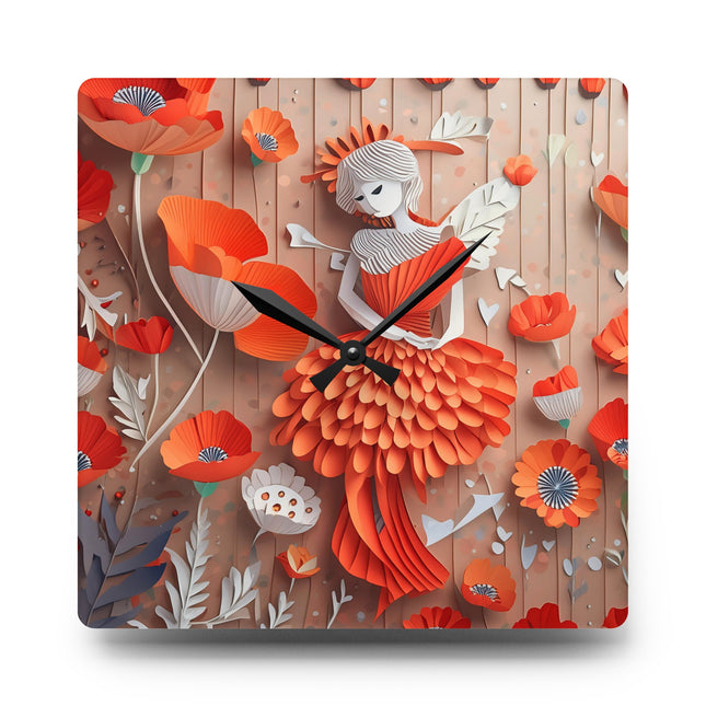 Poppy Fairy Acrylic Wall Clock, Round and Square
