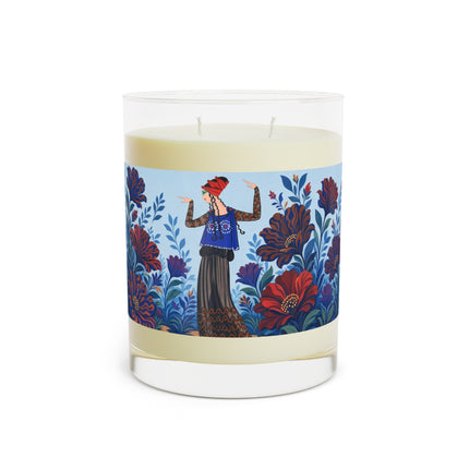 🌺💙 The Sapphire Garden Dancer Scented Candle – Art Deco Floral Whimsy