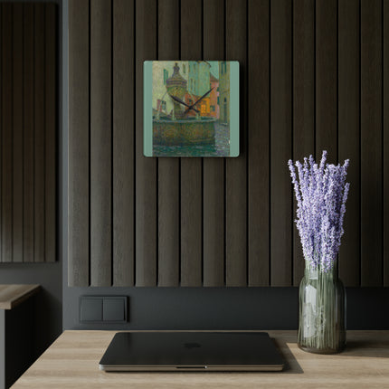 La Fontaine, Saint-Paul De Vence by Henri Le Sidaner Acrylic Wall Clock, Round & Square