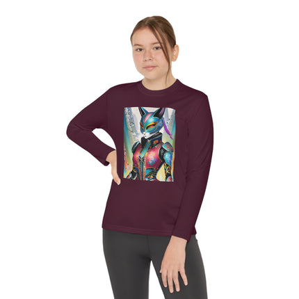 Cyberpunk Chic Youth Long Sleeve Competitor Tee – Holographic Style & Futuristic Adventure