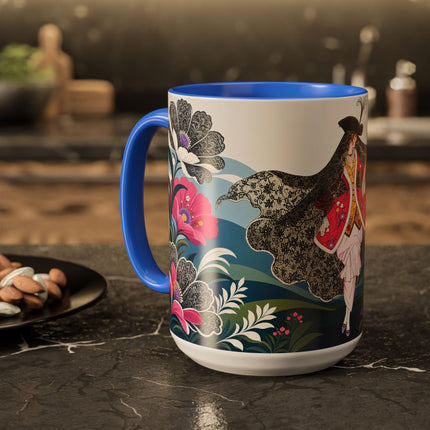 🌸🎀 The Pink Lace Garden Promenade Colorful Mug – Art Deco Fashion Elegance