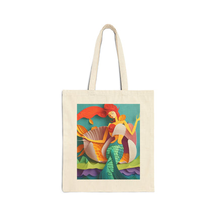 Charming Mermaid Cotton Canvas Tote Bag