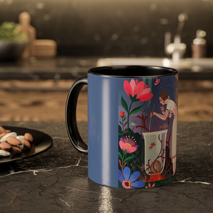 The Lady Of The Enchanted Aquarium Colorful Mugs – Art Deco Aquatic Elegance