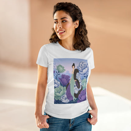 💜🌸 The Lavender Porcelain Garden Cotton Tee – Art Deco Fashion Elegance