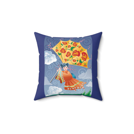 Flight of Blossoms Spun Polyester Square Pillow