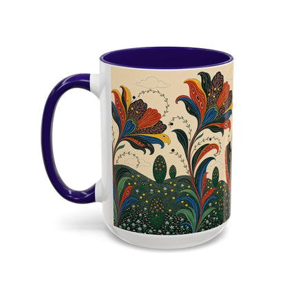 🌺🦋 The Enchanted Floral Voyage Colorful Mug – Art Deco Botanical Whimsy