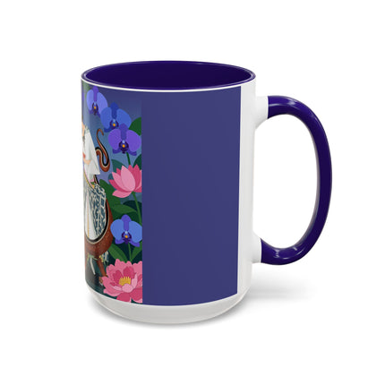 The Lady And The Garden Dragon Colorful Mugs – Art Deco Mythical Botanical Elegance