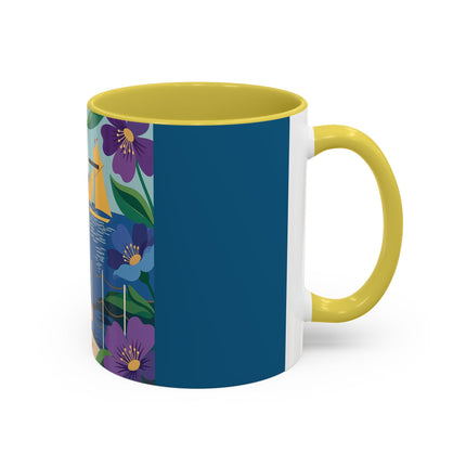 The Lady Of The Golden Horizon Colorful Mugs – Art Deco Coastal Elegance