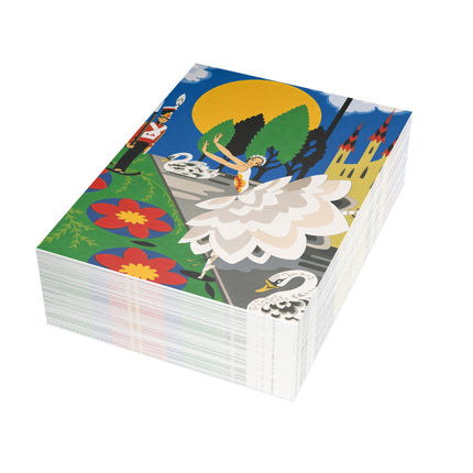 🦢🏰 The Enchanted Swan Ballet Postcards With Envelopes – Art Deco Fairytale Whimsy
