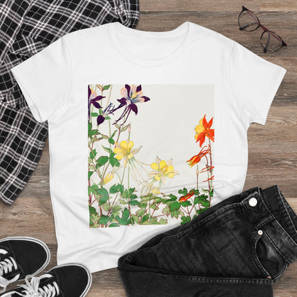 Aquilegia Flowers by Tanigami Kônan Women's Midweight Cotton Tee