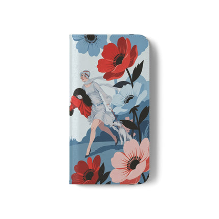 🌺🐕 The Lady Of The Flower Walk Flip Case – Art Deco Garden Stroll