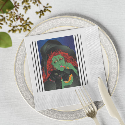 Mirror, Mirror A Witch's Touch White Coined Napkins