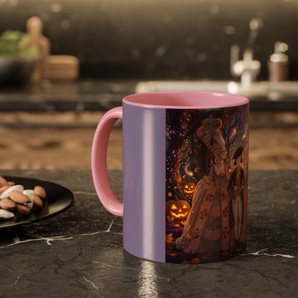 🎃🌙 The Midnight Court Of Pumpkin Grove Colorful Mug – Elegant Halloween Masquerade