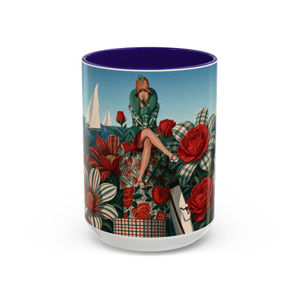 ⛵🌹 The Seaside Rose Traveler Colorful Mug – Art Deco Floral Elegance