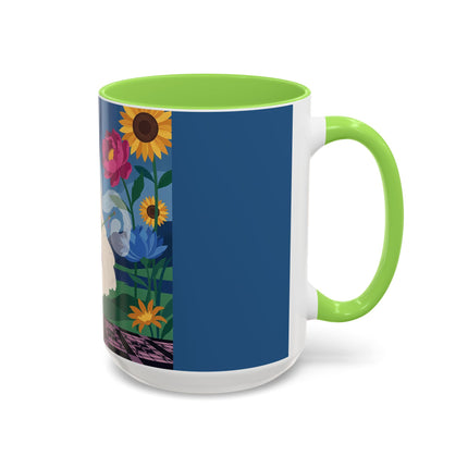 The Lady Of The Golden Parasol Colorful Mugs – Art Deco Botanical Elegance
