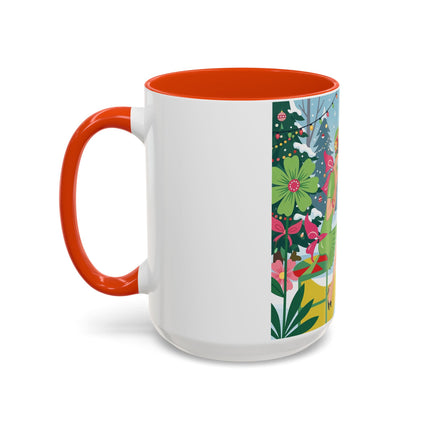 ☕🎄 Christmas Tea In The Snow Garden Colorful Mug – Art Deco Holiday Friendship