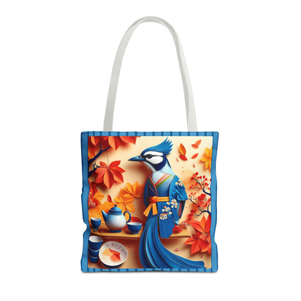 Blue Jay at an Autumn Tea Ceremony Tote Bag (AOP)