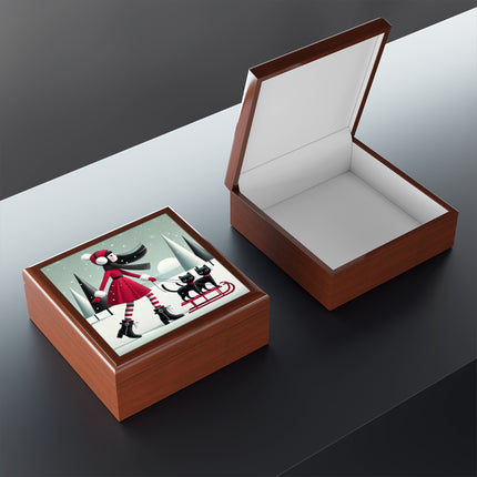Red Sled & Curious Cats Jewelry Box