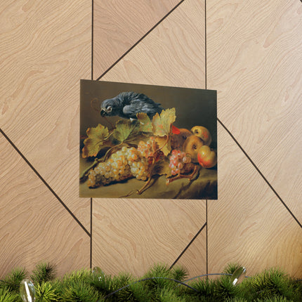 Still Life with Parrot and Grapes by Erasmus Von Engert Matte Horizontal Posters