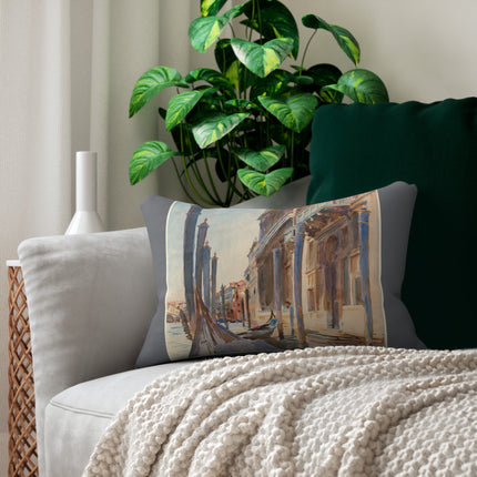 Gondola Moorings on the Grand Canal by John Singer Sargent Spun Polyester Lumbar Pillow