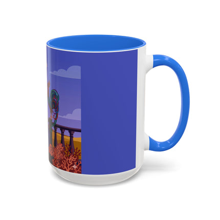 The Dawn Serenade Colorful Mug (11oz, 15oz) – Rooster Beauty, Morning Charm & Art Deco Elegance
