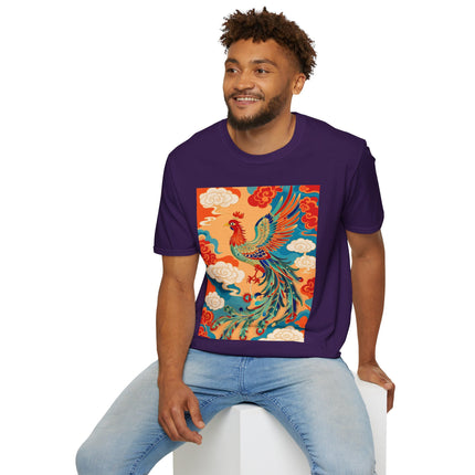 🐦🌞 The Celestial Phoenix Softstyle T-Shirt – Golden Clouds & Mythical Splendor