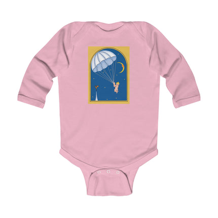 Flight of Wonder Baby Long Sleeve Bodysuit – Vintage Parachute Arrival & Whimsical Sky Journey