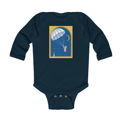Flight of Wonder Baby Long Sleeve Bodysuit – Vintage Parachute Arrival & Whimsical Sky Journey