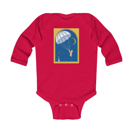 Flight of Wonder Baby Long Sleeve Bodysuit – Vintage Parachute Arrival & Whimsical Sky Journey