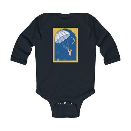 Flight of Wonder Baby Long Sleeve Bodysuit – Vintage Parachute Arrival & Whimsical Sky Journey