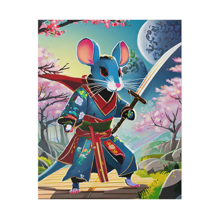 Cyber Samurai Rat Matte Canvas, Stretched, 0.75"