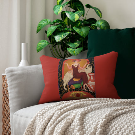 January & Garnet (from the Gem Series) by Sofia Chiostri Spun Polyester Lumbar Pillow