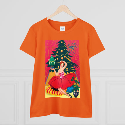 Art Deco Christmas Enchantment Women's Midweight Cotton Tee