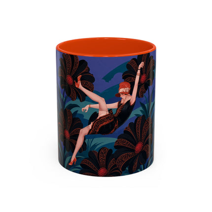 🖤🌺 The Midnight Floral Acrobat Colorful Mug – Art Deco Fashion Whimsy