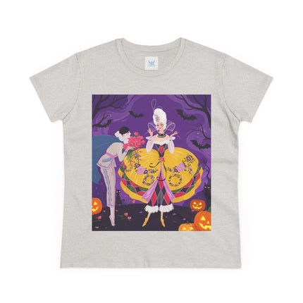 🎭🌹 The Harlequin Rose Masquerade Cotton Tee – Theatrical Halloween Romance