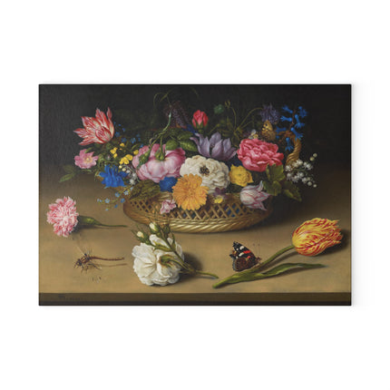 Flower Still Life by Ambrosius Bosschaert Glass Cutting Board