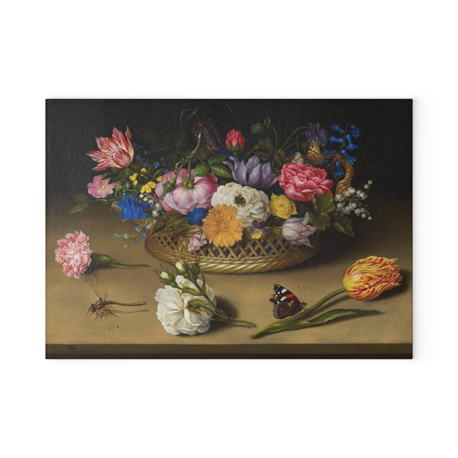 Flower Still Life by Ambrosius Bosschaert Glass Cutting Board