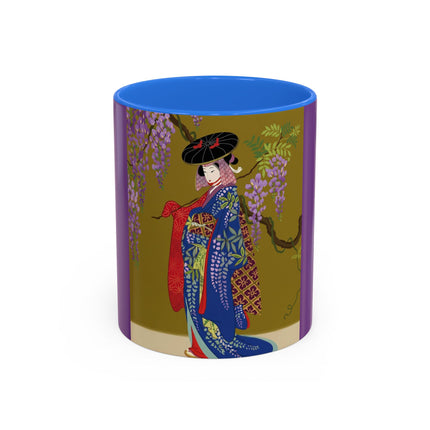Wisteria Elegance Colorful Mug (11oz, 15oz) – Floral Beauty, Kimono Art & Timeless Grace
