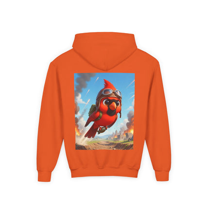 Cardinal Dive Bomber Youth Hooded Sweatshirt – Bold Flight & Fearless Adventure