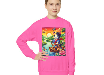 Sailor Kitten’s River Adventure Youth Crewneck Sweatshirt
