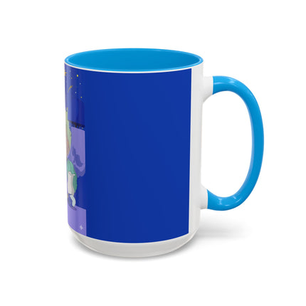 Wishes Beneath the Comet Sky Colorful Mug (11oz, 15oz) – Celestial Magic, Art Deco Elegance & Dreamy Wonder
