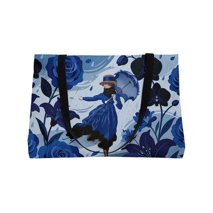 ☔💙 The Blue Rain Promenade Weekender Tote Bag – Art Deco Floral Fashion