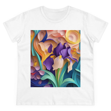 The Elegant Iris Flower Women's Midweight Cotton Tee