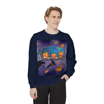 Whimsical Halloween Mischief Unisex Garment-Dyed Sweatshirt