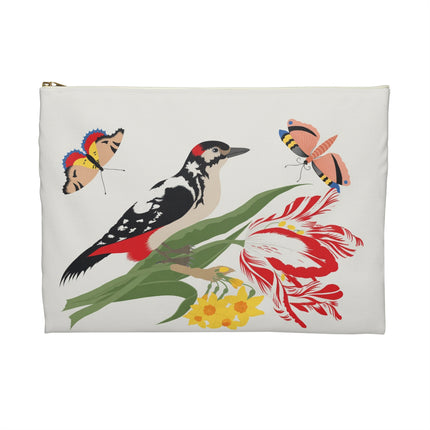 Woodpecker & Tulip Accessory Pouch – Vibrant Energy & Cheerful Charm