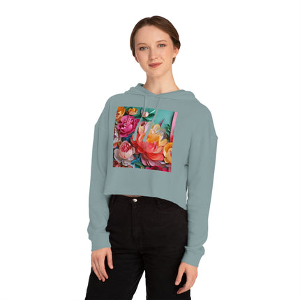 Peonies in Full Bloom Women’s Cropped Hooded Sweatshirt