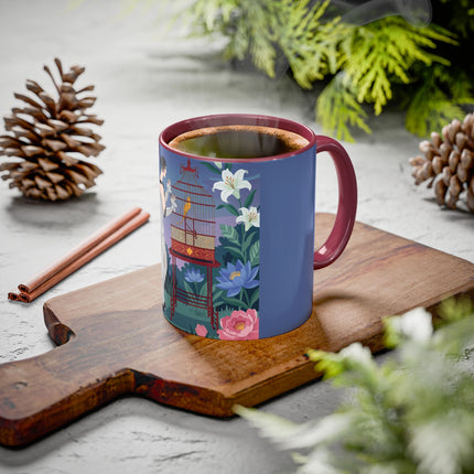 Whispers to the Golden Songbird Colorful Mugs – Art Deco Garden Elegance