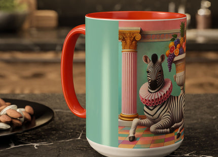 Still Life with Zebra, Fruit, and Pink Columns Colorful Mugs (11oz, 15oz)