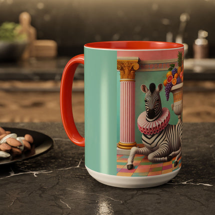 Still Life with Zebra, Fruit, and Pink Columns Colorful Mugs (11oz, 15oz)