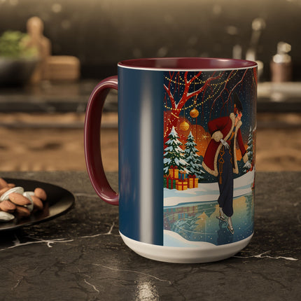 ⛸️🎄 The Christmas Skating Pavilion Colorful Mug – Art Deco Holiday Fantasy
